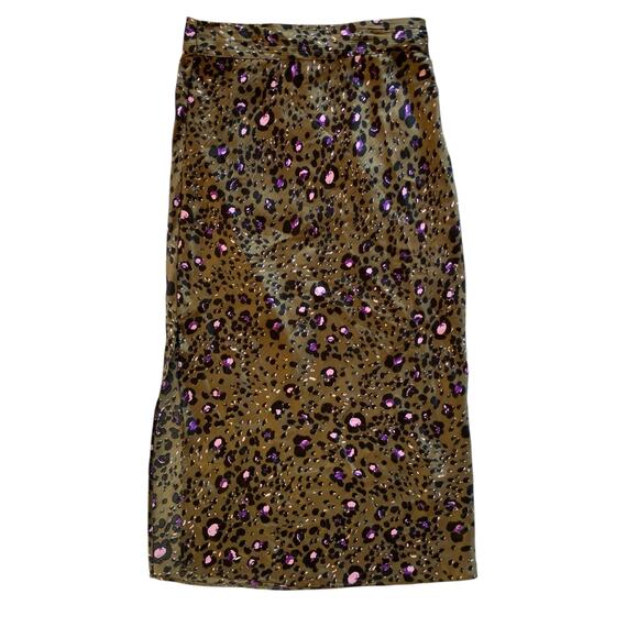 NWT Walter Baker Midi Pencil Slip Skirt Olive Leopard Size 4 - Picture 1 of 8
